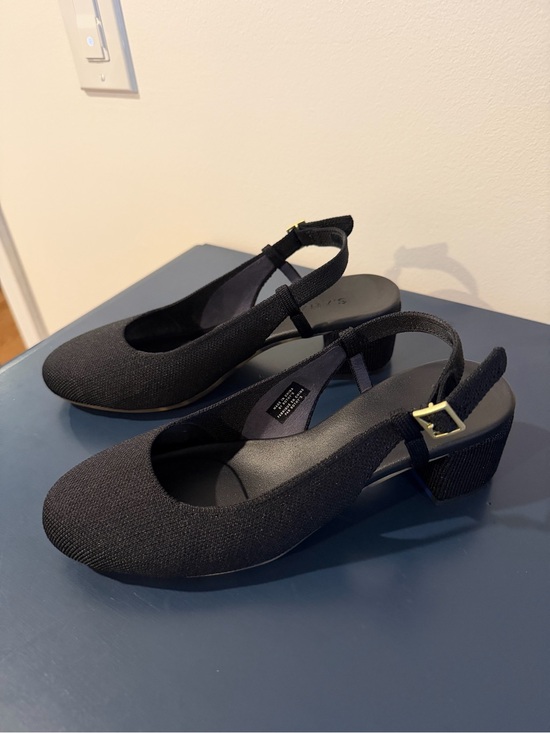 Rothy's Shoes - Rothy's Black Slingback Block Heel Pumps